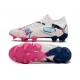 Puma Future Firm Ground Men White and Pink Football Shoes