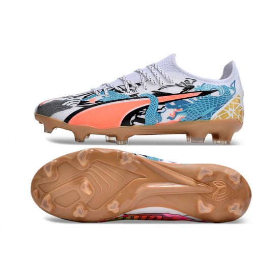 Puma Ultra Ultimate Firm Ground Men White Brown Football Shoes