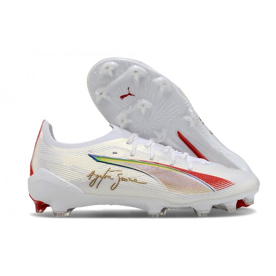 Puma Ultra Ultimate Firm Ground Men White and Gold Football Shoes