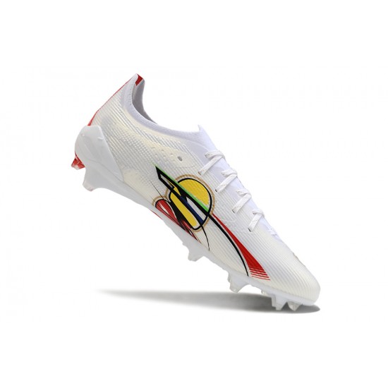 Puma Ultra Ultimate Firm Ground Men White and Gold Football Shoes