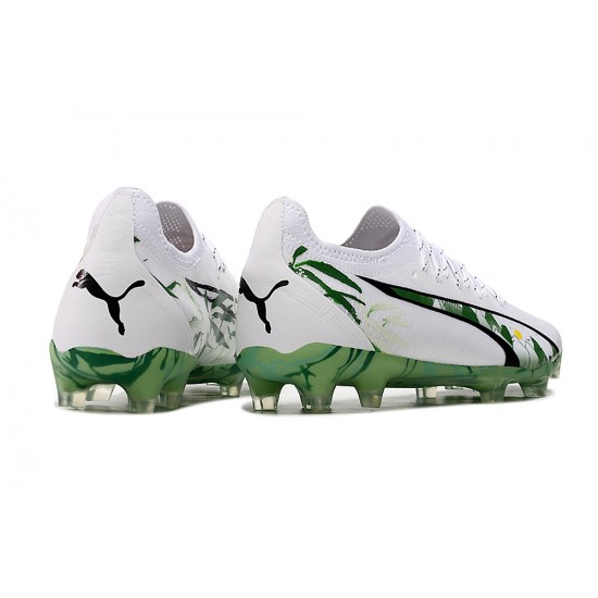 Puma Ultra Ultimate Firm Ground Men White and Green Football Shoes