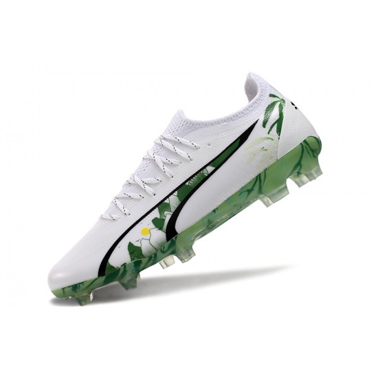 Puma Ultra Ultimate Firm Ground Men White and Green Football Shoes