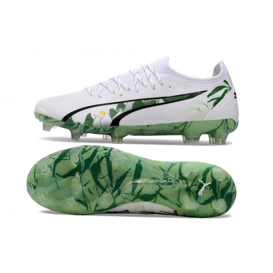 Puma Ultra Ultimate Firm Ground Men White and Green Football Shoes