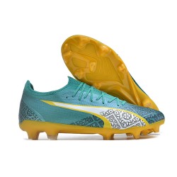 Puma Ultra Ultimate Firm Ground Men Teal Yellow Football Shoes