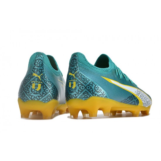 Puma Ultra Ultimate Firm Ground Men Teal Yellow Football Shoes