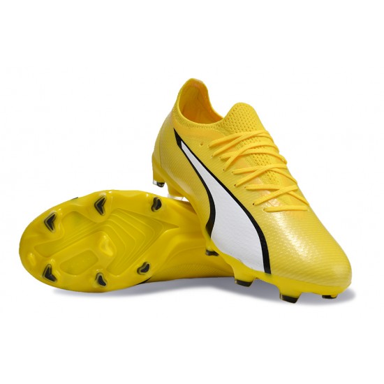 Puma Ultra Ultimate Firm Ground Men Yellow White Football Shoes