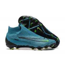 Nike Phantom GX Elite FG High Top Football Boots & Shoes Deep Blue Black 