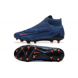 Nike Phantom GX Elite FG High Top Football Boots & Shoes Deep Blue Black Orange 