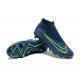 Nike Phantom GX Elite FG High Top Football Boots & Shoes Deep Blue Yellow Green