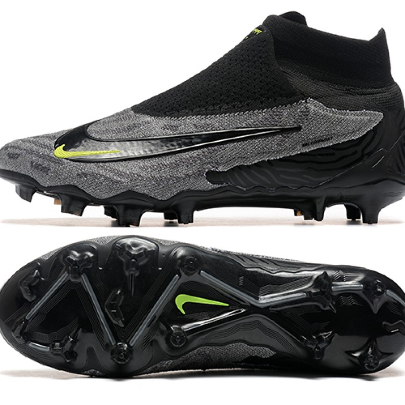 Nike Phantom GX Elite FG High Top Football Boots & Shoes Grey Black Yellow 