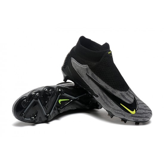 Nike Phantom GX Elite FG High Top Football Boots & Shoes Grey Black Yellow