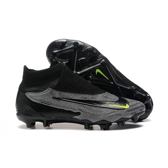 Nike Phantom GX Elite FG High Top Football Boots & Shoes Grey Black Yellow