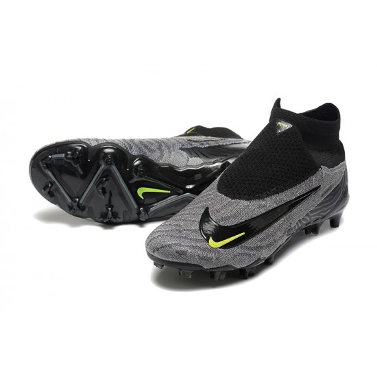 Nike Phantom GX Elite FG High Top Football Boots & Shoes Grey Black Yellow