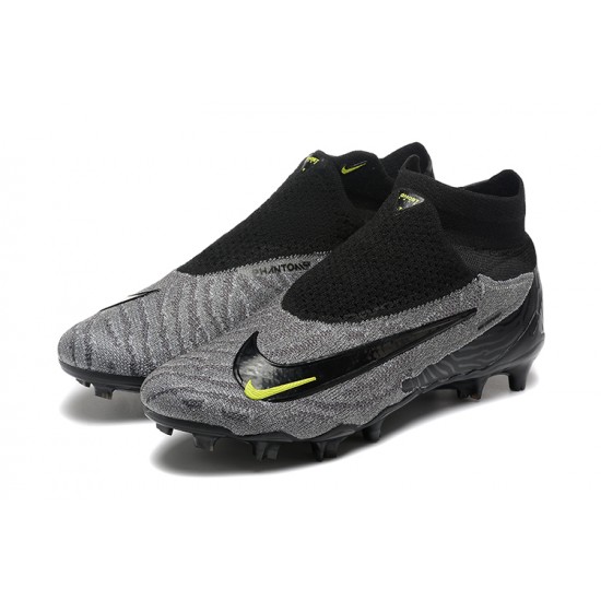 Nike Phantom GX Elite FG High Top Football Boots & Shoes Grey Black Yellow