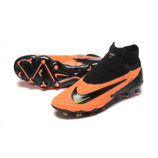 Nike Phantom GX Elite FG High Top Football Boots & Shoes Orange Black