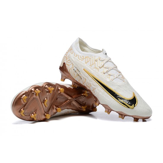 Nike Phantom GX Elite FG Low Football Boots & Shoes White Yellow Brown