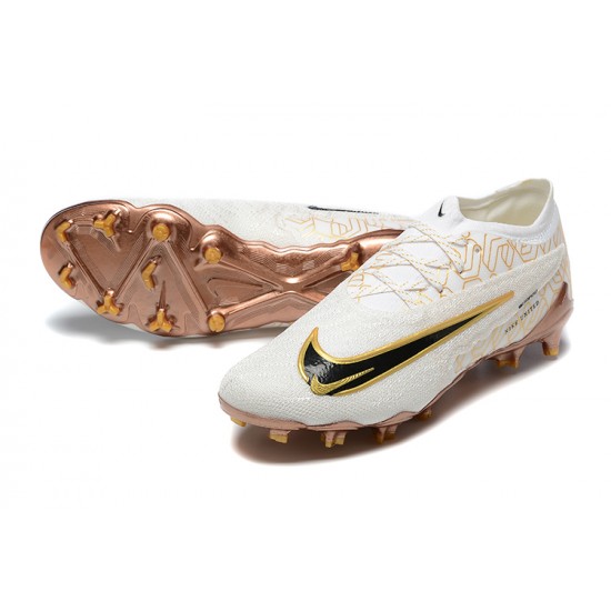 Nike Phantom GX Elite FG Low Football Boots & Shoes White Yellow Brown