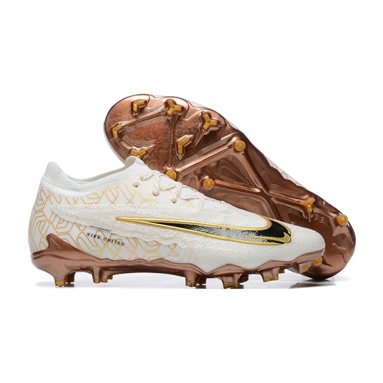 Nike Phantom GX Elite FG Low Football Boots & Shoes White Yellow Brown