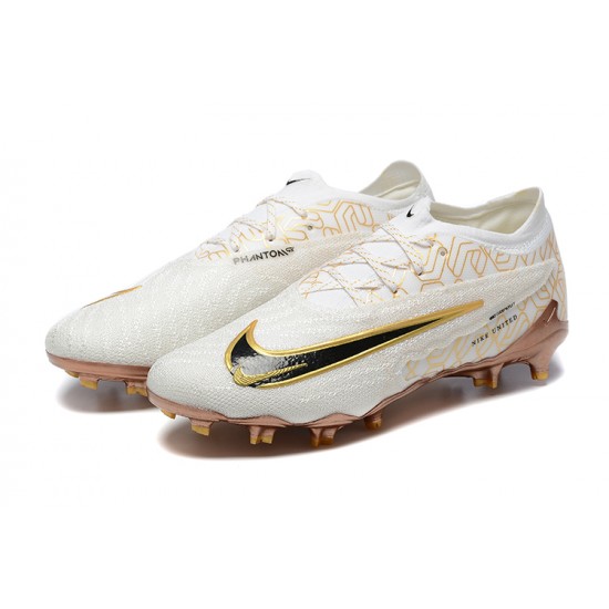 Nike Phantom GX Elite FG Low Football Boots & Shoes White Yellow Brown