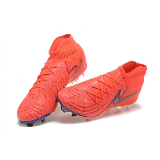 Nike Phantom Luna Elite FG High Top Red Silver Football Boots & Shoes