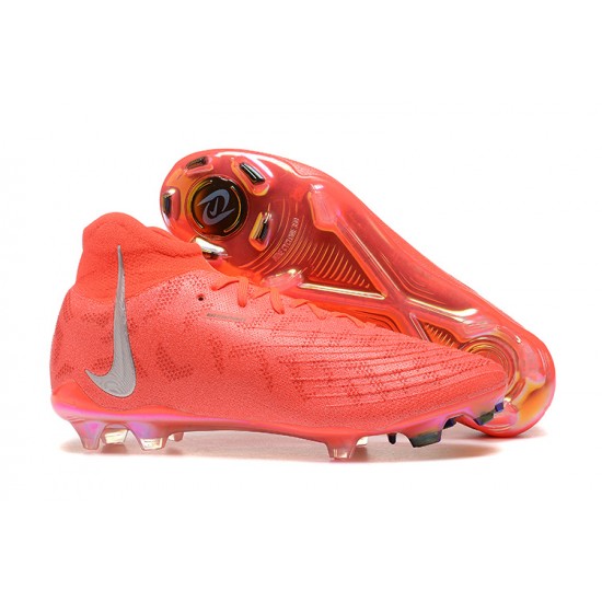 Nike Phantom Luna Elite FG High Top Red Silver Football Boots & Shoes