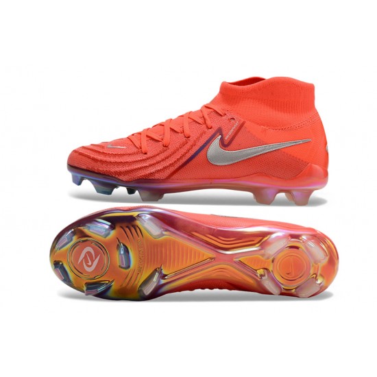 Nike Phantom Luna Elite FG High Top Football Boots & Shoes Red Silver