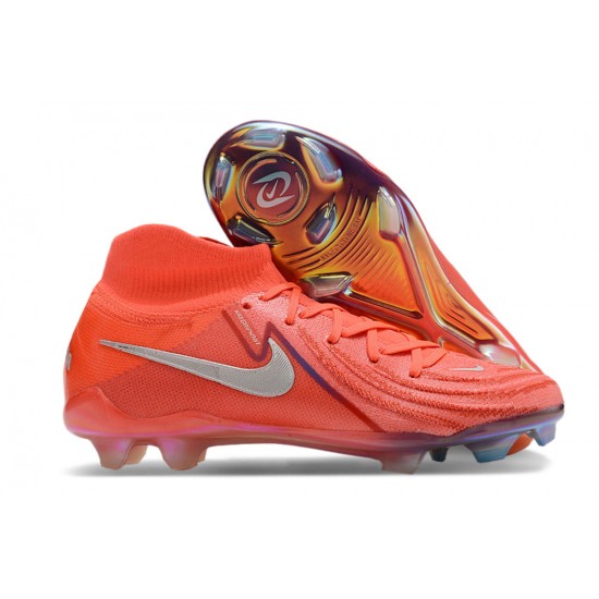 Nike Phantom Luna Elite FG High Top Football Boots & Shoes Red Silver