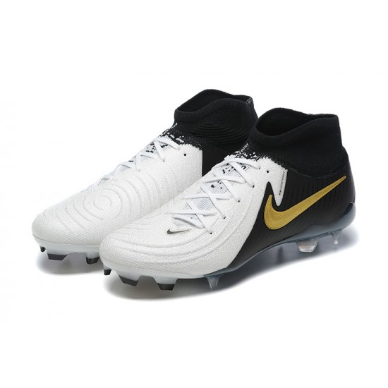 Nike Phantom Luna Elite FG High Top White Black Gold Football Boots & Shoes