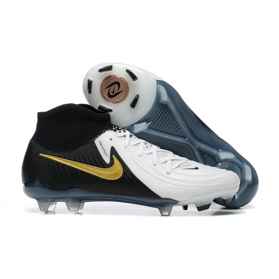 Nike Phantom Luna Elite FG High Top White Black Gold Football Boots & Shoes