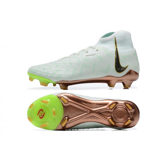 Nike Phantom Luna Elite FG High Top White Gold Green Football Boots & Shoes