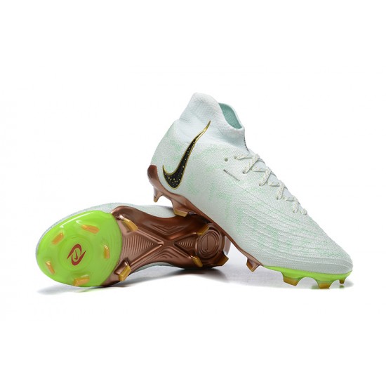 Nike Phantom Luna Elite FG High Top White Gold Green Football Boots & Shoes