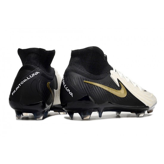 Nike Phantom Luna Elite NU FG Beige Black Gold High Football Boots & Shoes