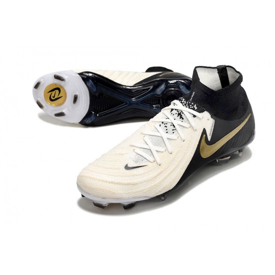 Nike Phantom Luna Elite NU FG Beige Black Gold High Football Boots & Shoes