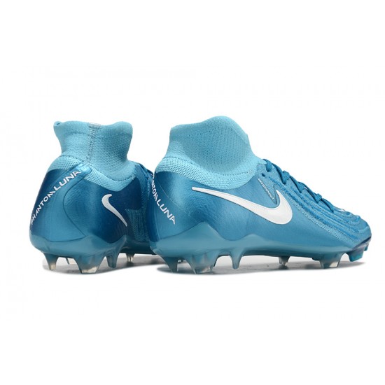 Nike Phantom Luna Elite NU FG Ltblue White High Football Boots & Shoes