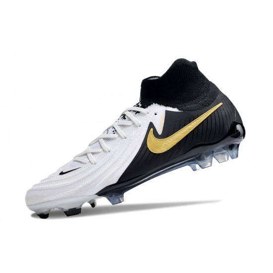 Nike Phantom Luna Elite NU FG White Black Gold High Football Boots & Shoes