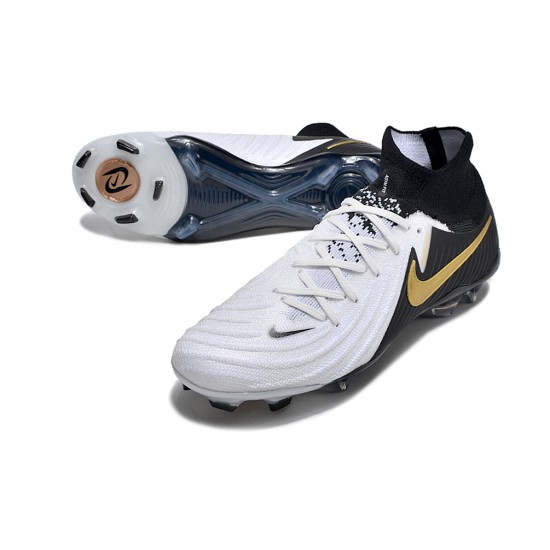 Nike Phantom Luna Elite NU FG White Black Gold High Football Boots & Shoes