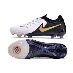 Nike Phantom Luna Elite NU FG White Black Gold Low Football Boots & Shoes