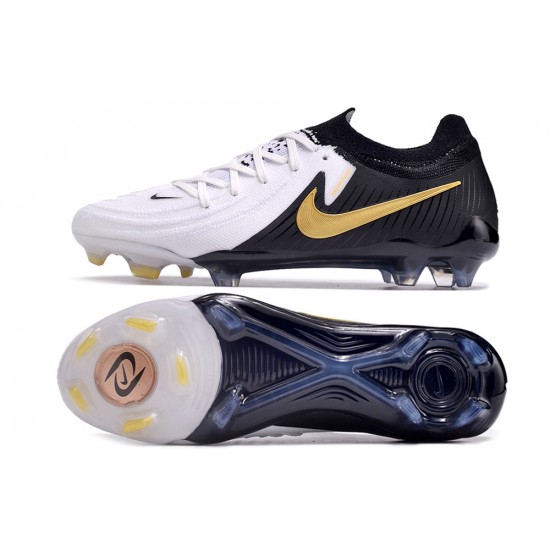 Nike Phantom Luna Elite NU FG White Black Gold Low Football Boots & Shoes