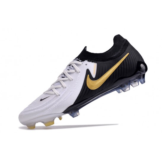 Nike Phantom Luna Elite NU FG White Black Gold Low Football Boots & Shoes