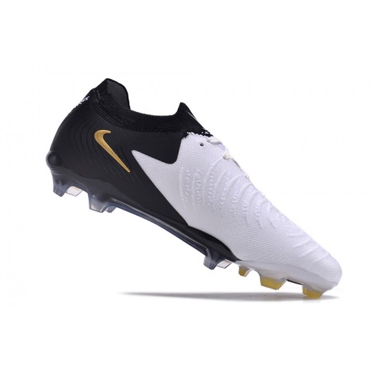 Nike Phantom Luna Elite NU FG White Black Gold Low Football Boots & Shoes