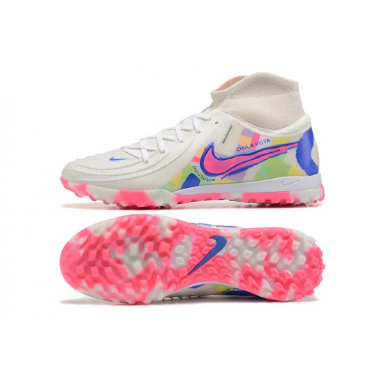 Nike Phantom Luna Elite TF High Top Pink White Blue Football Boots & Shoes