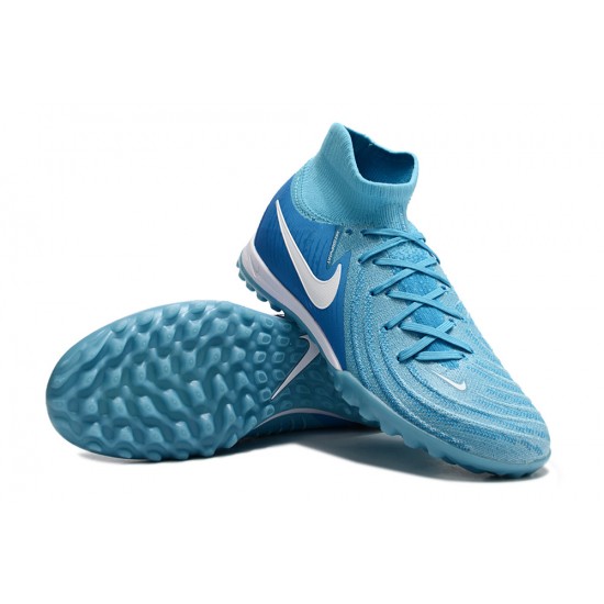 Nike Phantom Luna Elite TF High Top Football Boots & Shoes Ltblue White