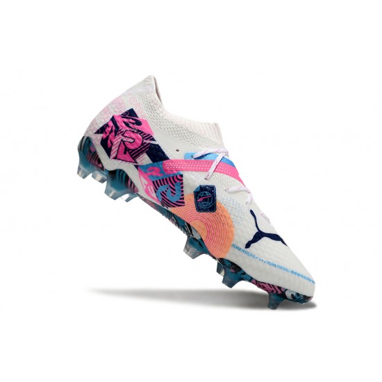 Puma Future Firm Ground Men White Pink Football Shoes