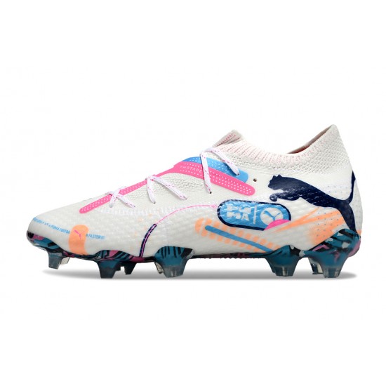 Puma Future Firm Ground Men White Pink Football Shoes