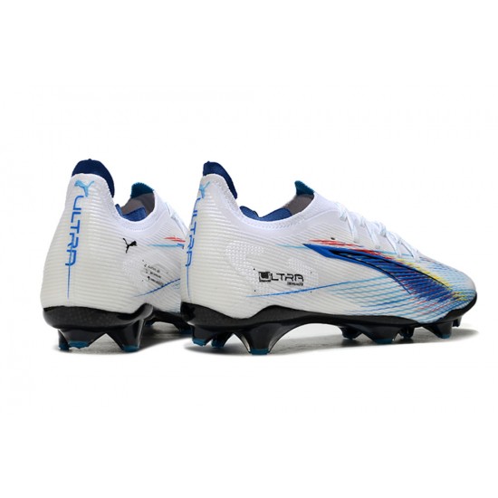 Puma Ultra Ultimate Firm Ground Men White Blue Football Shoes