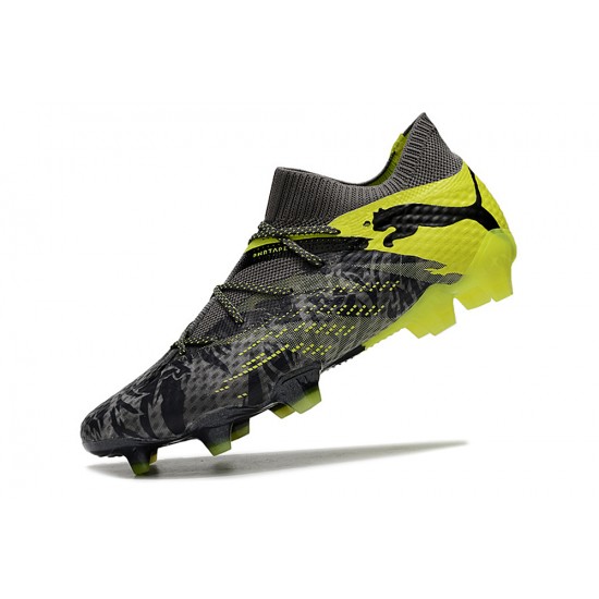 Puma Future 7 Ultimate FG-AG Black Yellow Green Low Football Boots & Shoes