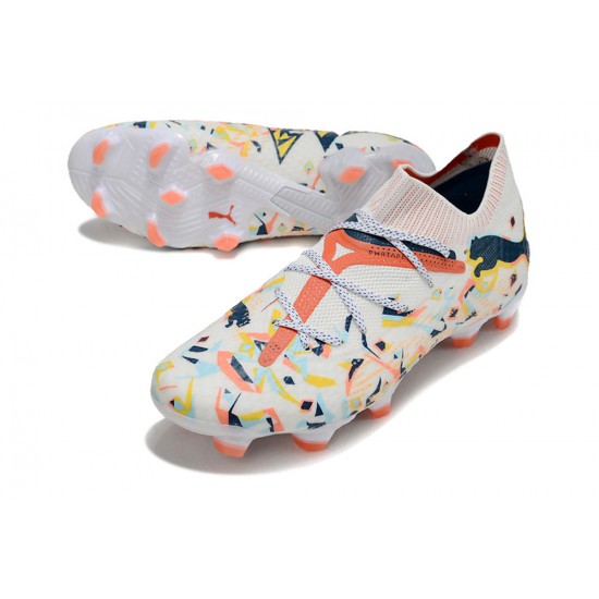 Puma Future 7 Ultimate FG-AG White Orange Low Football Boots & Shoes