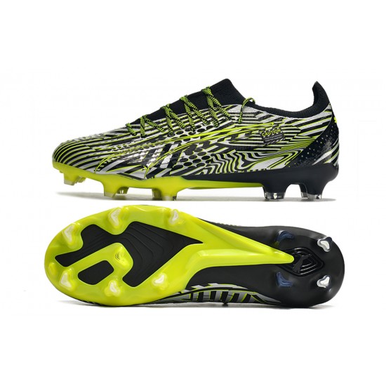 Puma Ultra Ultimate FG Black Green Grey Low Football Boots & Shoes