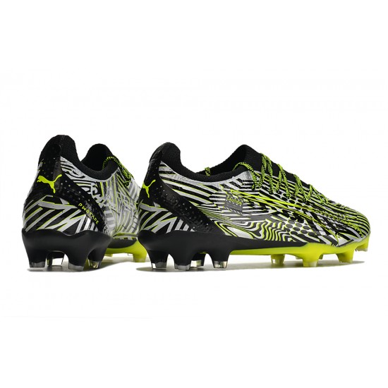 Puma Ultra Ultimate FG Black Green Grey Low Football Boots & Shoes