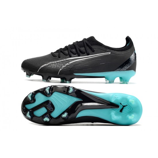 Puma Ultra Ultimate FG Black Ltblue Low Football Boots & Shoes